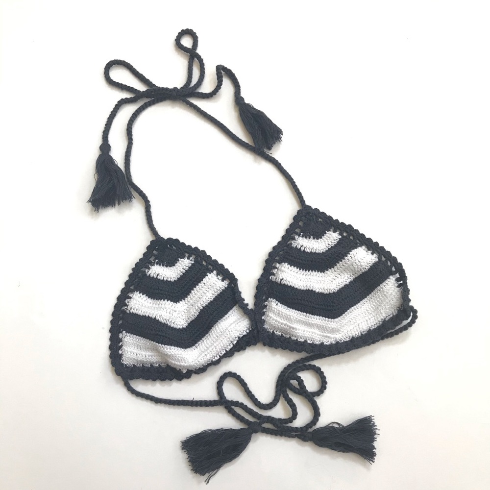 Sea Gypsies Swim Crochet Bikini Top Tassels Small